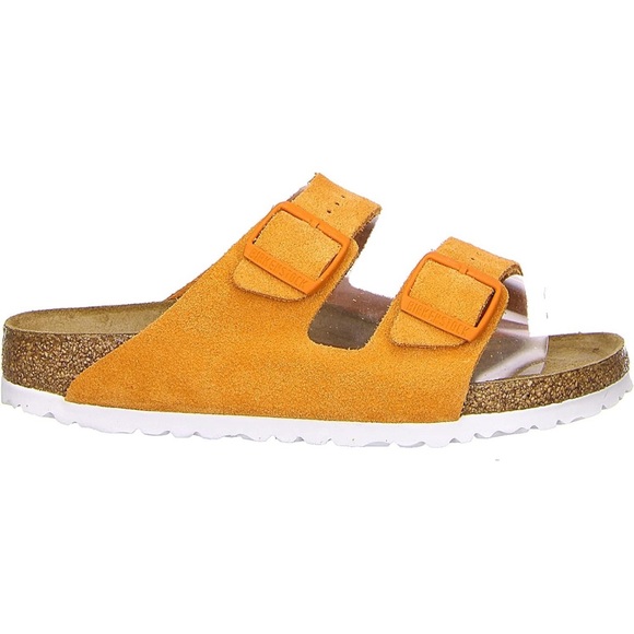 New! BIRKENSTOCK Arizona Women's Soft Bed Suede Mules Yellow Orange Size US 6 - Picture 2 of 16
